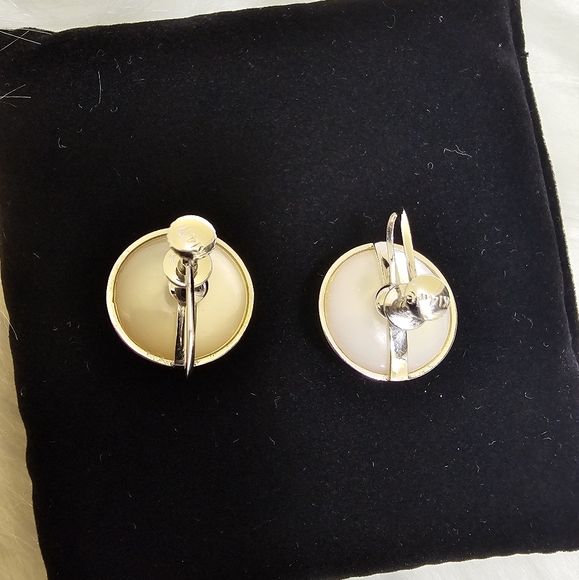 Vintage 14K White Gold MABE PEARL NON-PIERCED EARRINGS - Picture 4 of 17